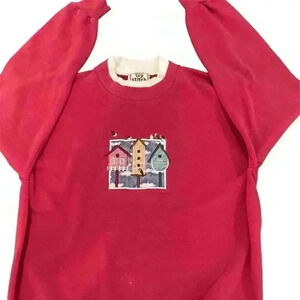 TOP STITCH by MORNING SUN  vintage embroidered birdhouse sweatshirt Size Large